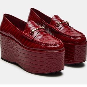 Women's Red Platform Loafers